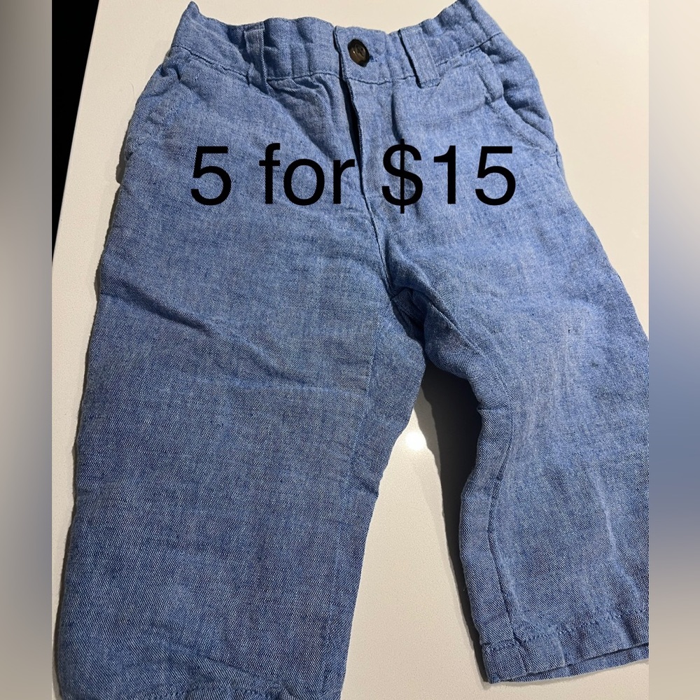 Janie and Jack 12mo 18mo blue linen pants EUC